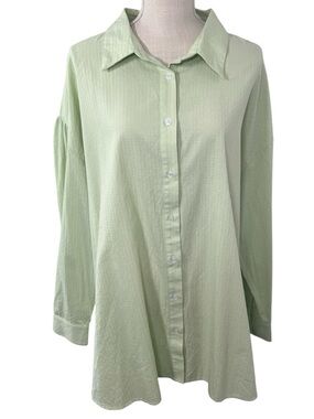 NWT Easel Light Green Button-Up Plus Size Shirt 3X